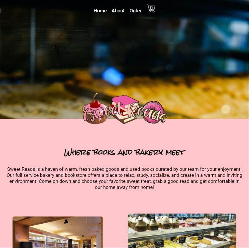 A screenshot of the Sweet Reads website